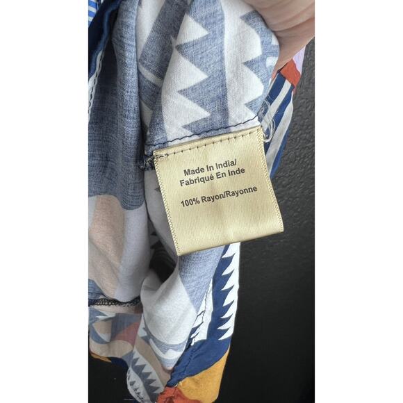 Anthropologie Porridge Ventura Abstract Patchwork Boho Geometric Flowy Blouse - Picture 6 of 10